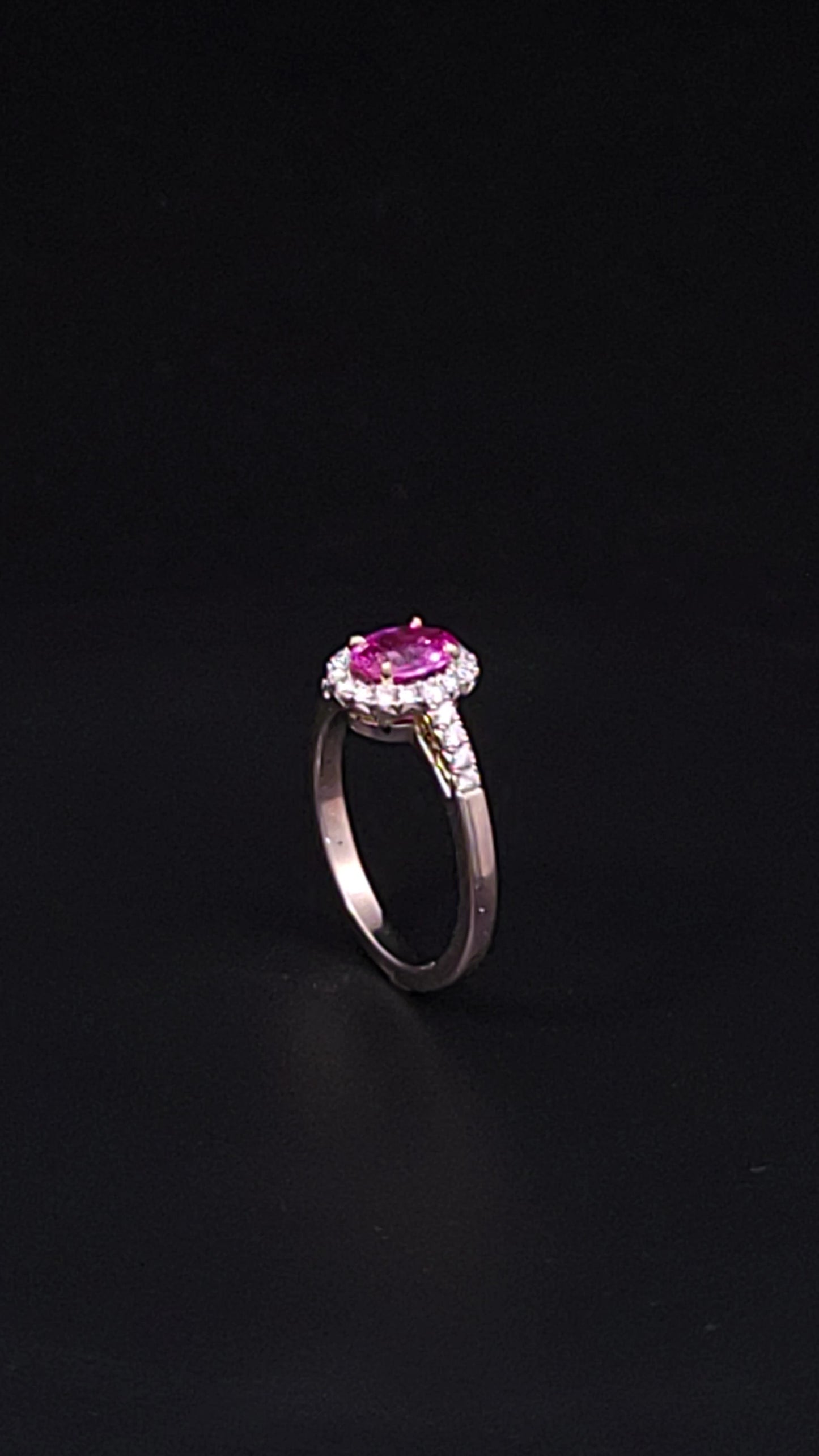 Burmese Pink Sapphire halo ring