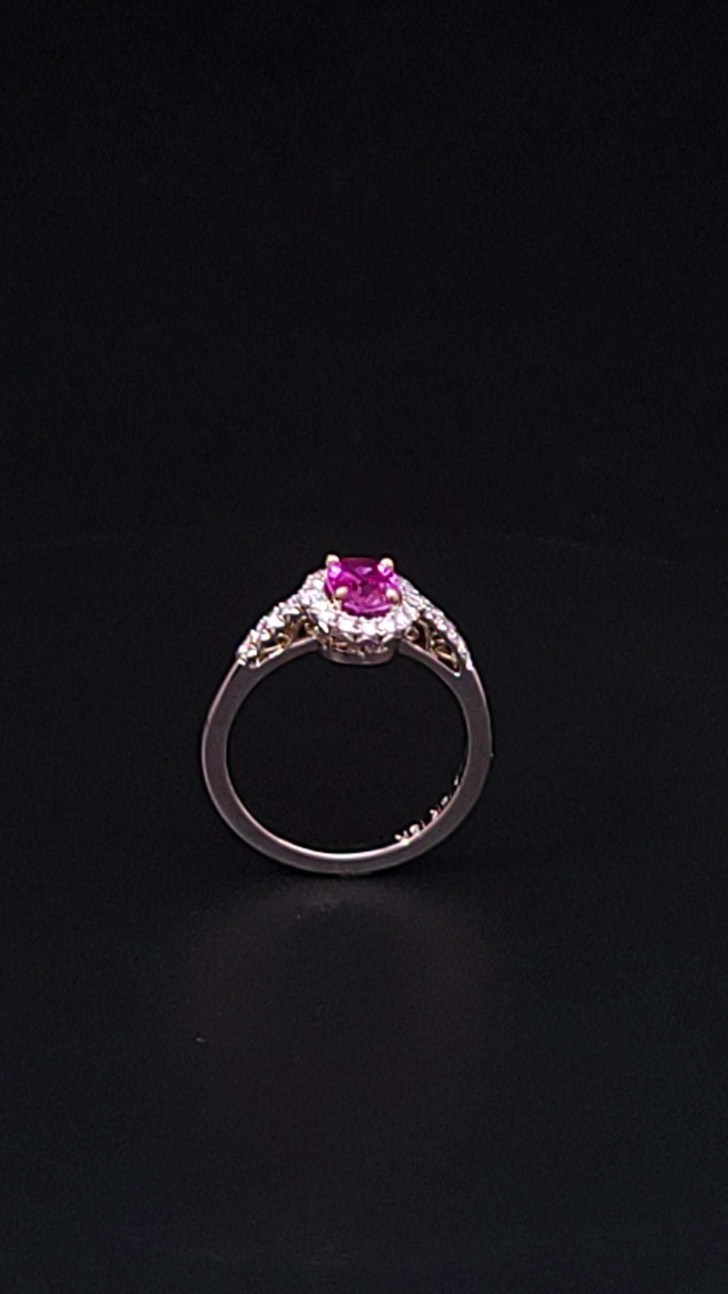 Burmese Pink Sapphire halo ring