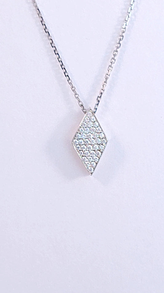 Small Rhombus diamond filigree pendant.